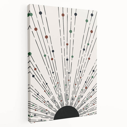 Stretched canvas showcasing an abstract minimalist design with soft earth tones, displayed from a side view, ideal for modern home decor and artistic spaces.