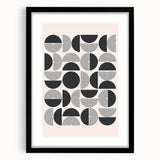 Minimalist abstract wall art piece featuring a sleek black frame and mat, showcasing a modern design ideal for contemporary interiors, enhancing aesthetic appeal.