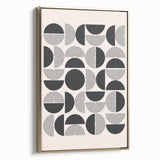 Framed canvas print showcasing an abstract minimalist design with gold accents, side view highlighting its elegant structure, perfect for modern home decor.