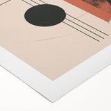 Abstract minimalist wall art design showcasing a blend of soft pastel colors and geometric shapes on a rolled canvas, perfect for contemporary decor.