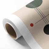 Abstract minimalist wall art design showcasing soft pastel colors and geometric shapes on rolled canvas, ideal for modern home decor or office spaces.