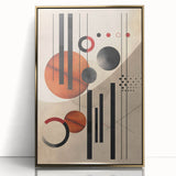Framed wall art showcasing an abstract minimalist design with gold accents, set against a sleek black background, perfect for modern home decor.