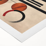 Abstract minimalist wall art design featuring soft pastel colors and geometric shapes, ideal for modern decor, presented on rolled canvas in a protective tube.