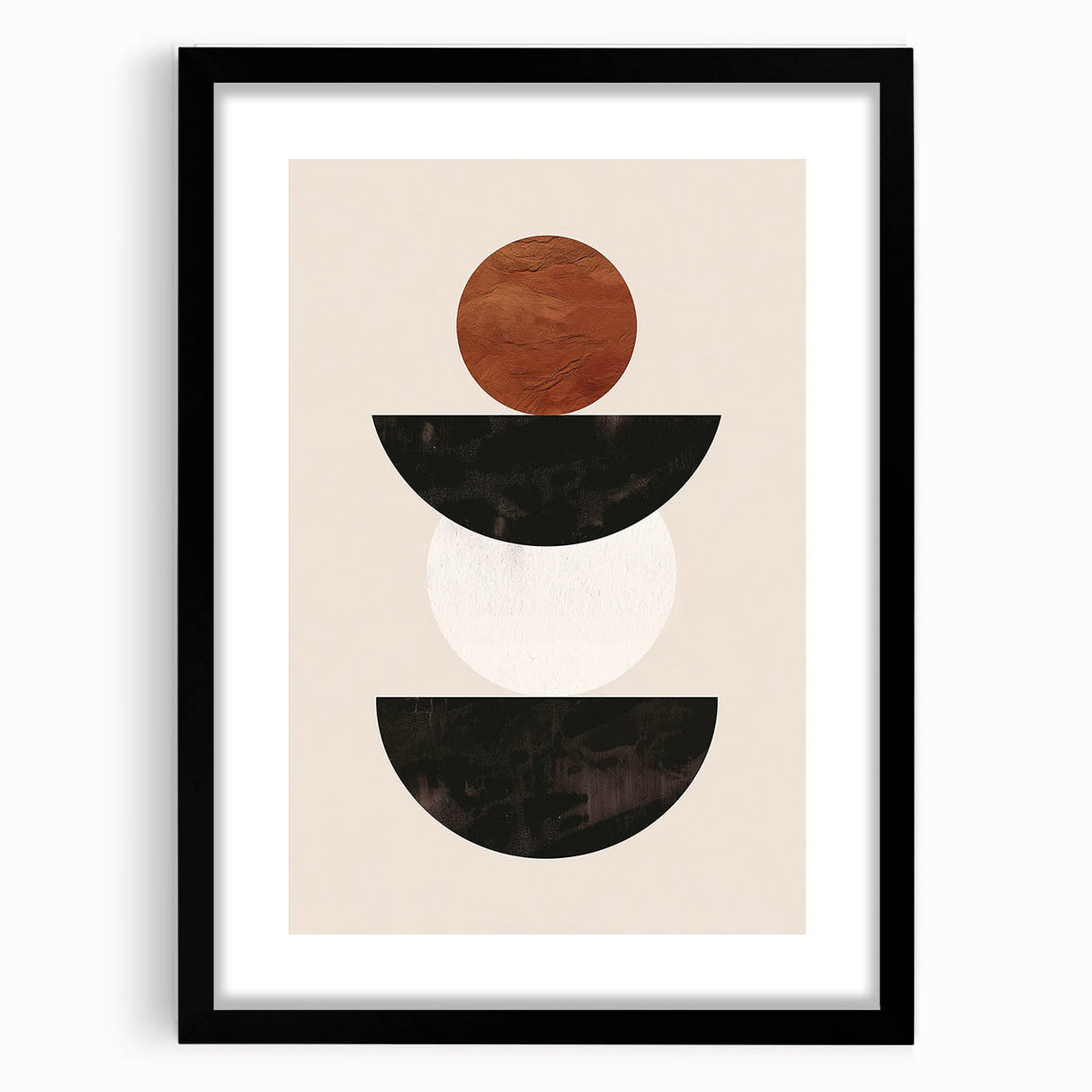 Framed abstract minimalist wall art design featuring a black mat and sleek frame, showcasing modern aesthetics suitable for contemporary home decor.