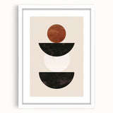 Abstract minimalist wall art design featuring a white frame and mat, showcasing a contemporary geometric pattern. Ideal for modern home decor and gallery walls.