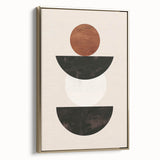 Framed minimalist wall art piece showcasing an abstract design with gold accents, elegantly displayed at a side angle, perfect for modern home decor.