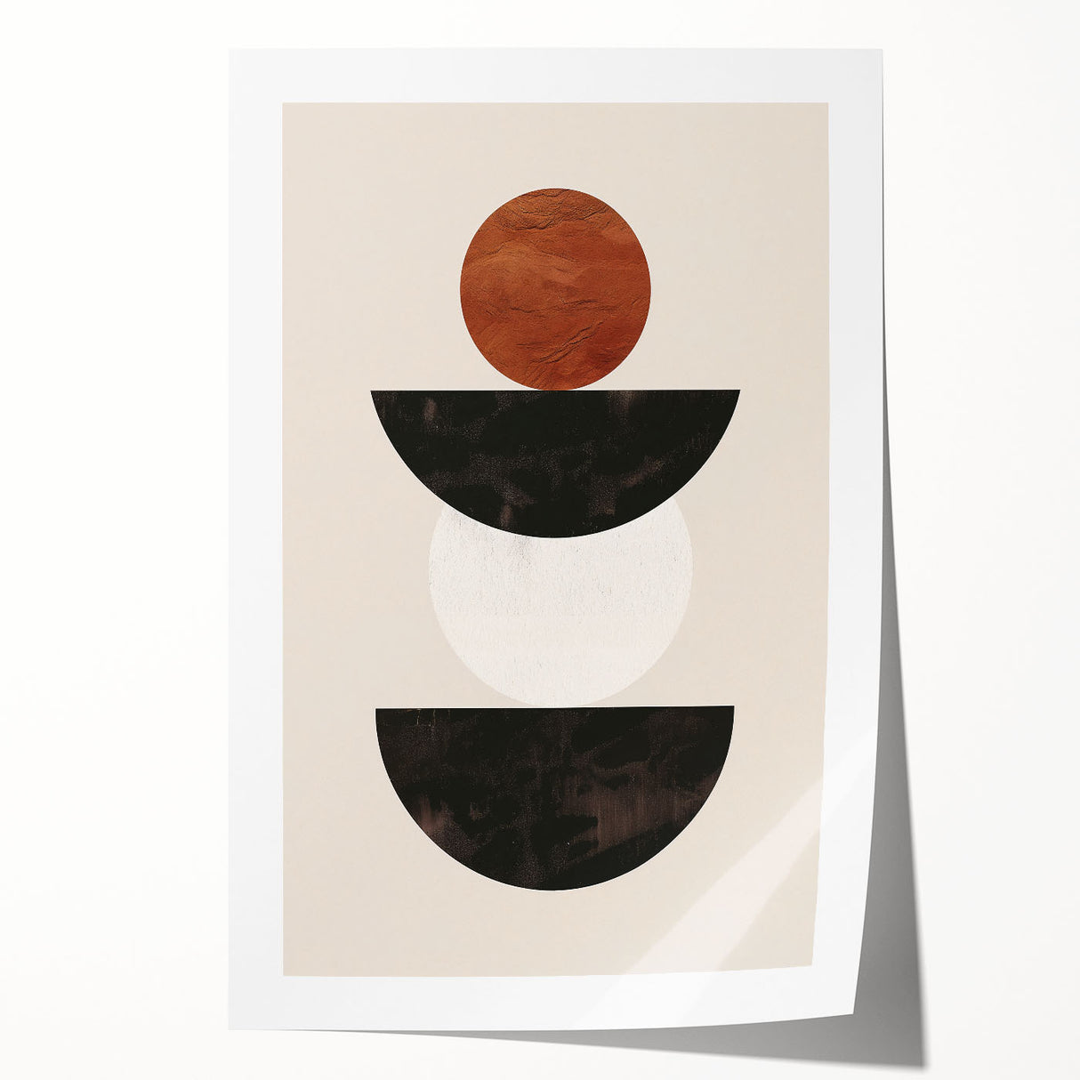 Abstract minimalist wall art print showcasing a colorful geometric design with soft pastel hues, ideal for modern home decor. The rolled print is elegantly packaged in a protective tube, ensuring safe delivery for art enthusiasts.
