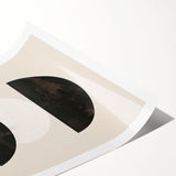 Abstract minimalist design wall art print showcasing vibrant colors and geometric shapes, rolled for shipping in a protective cardboard tube, ideal for modern decor.