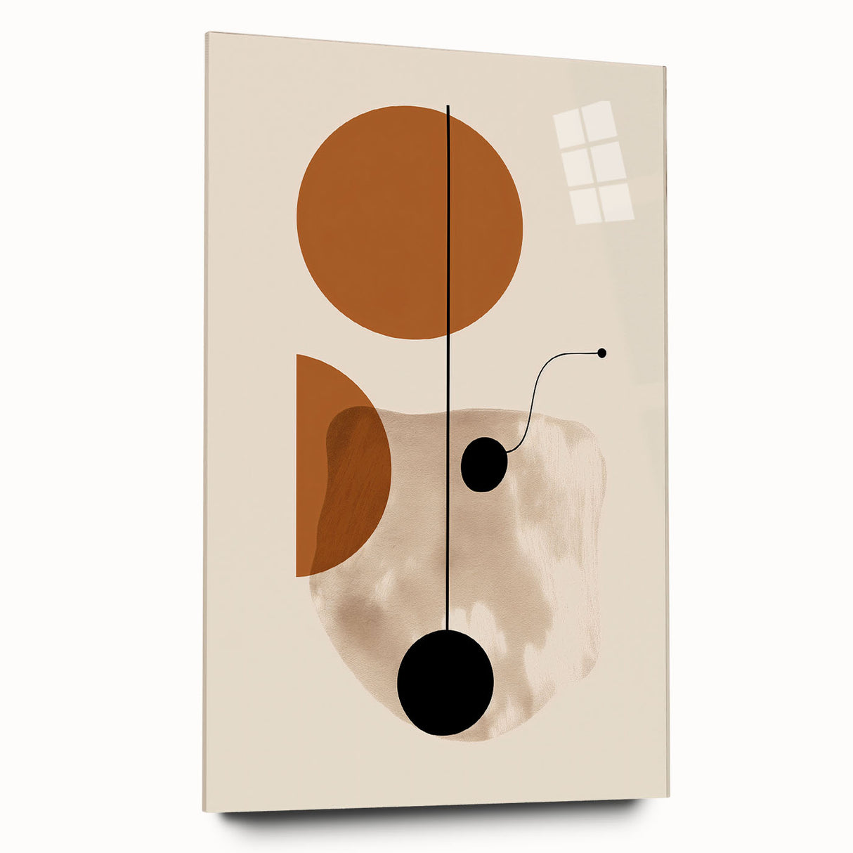 Abstract minimalist wall art design in a sleek acrylic frame, showcasing a contemporary aesthetic with soft color gradients, perfect for modern home decor.