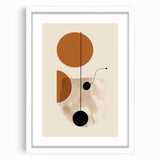 Abstract minimalist wall art collection featuring a framed piece with a white mat, showcasing geometric shapes and soft color tones, ideal for modern decor.