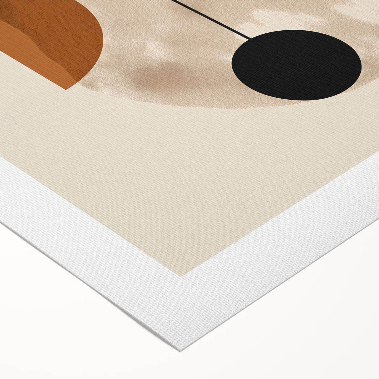 Abstract minimalist design wall art on rolled canvas showcasing a blend of soft earth tones and geometric shapes, perfect for modern decor.