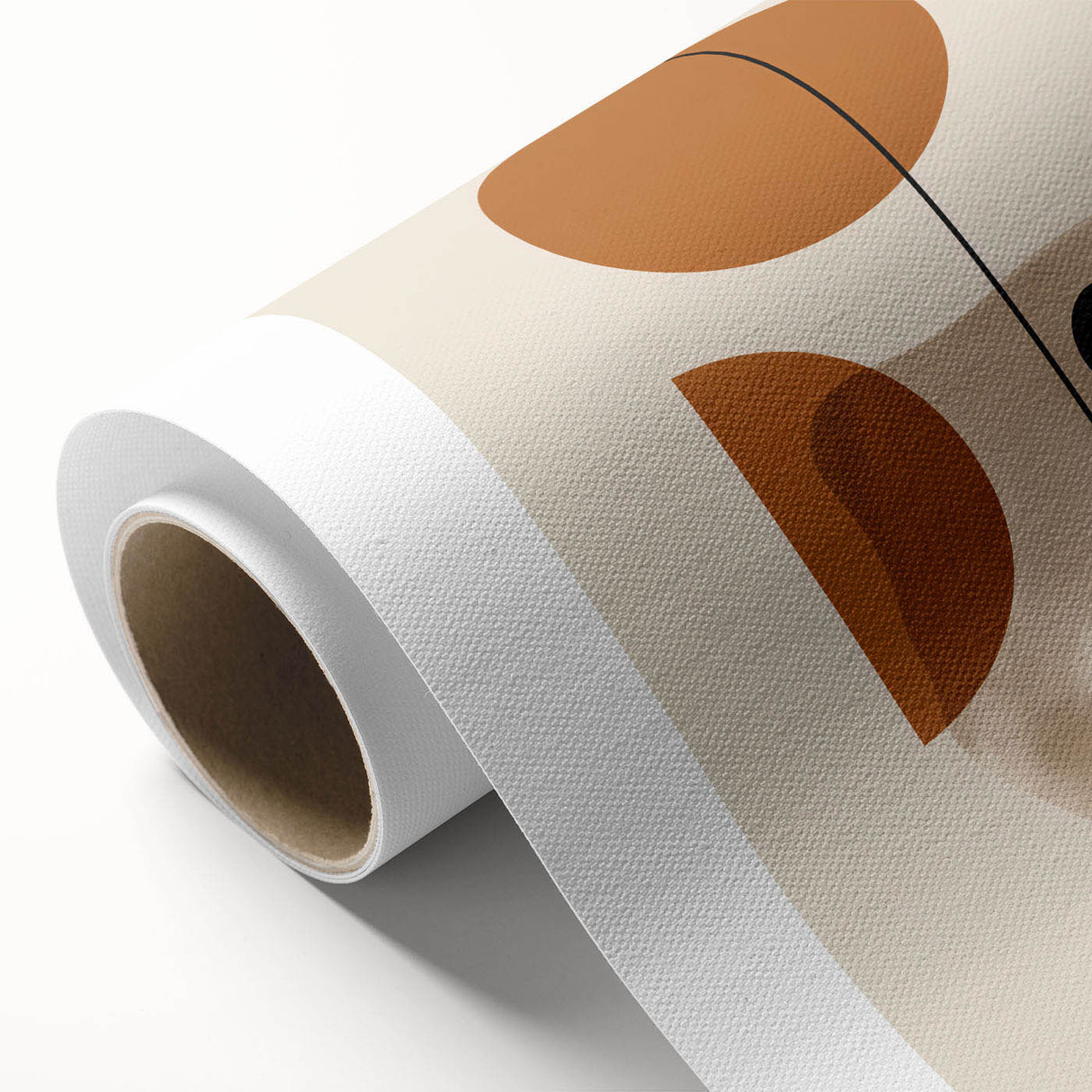 Abstract minimalist wall art design on rolled canvas, showcasing elegant geometric shapes in soft pastel colors, ideal for modern home decor. Perfectly packaged in a durable tube for safe delivery.