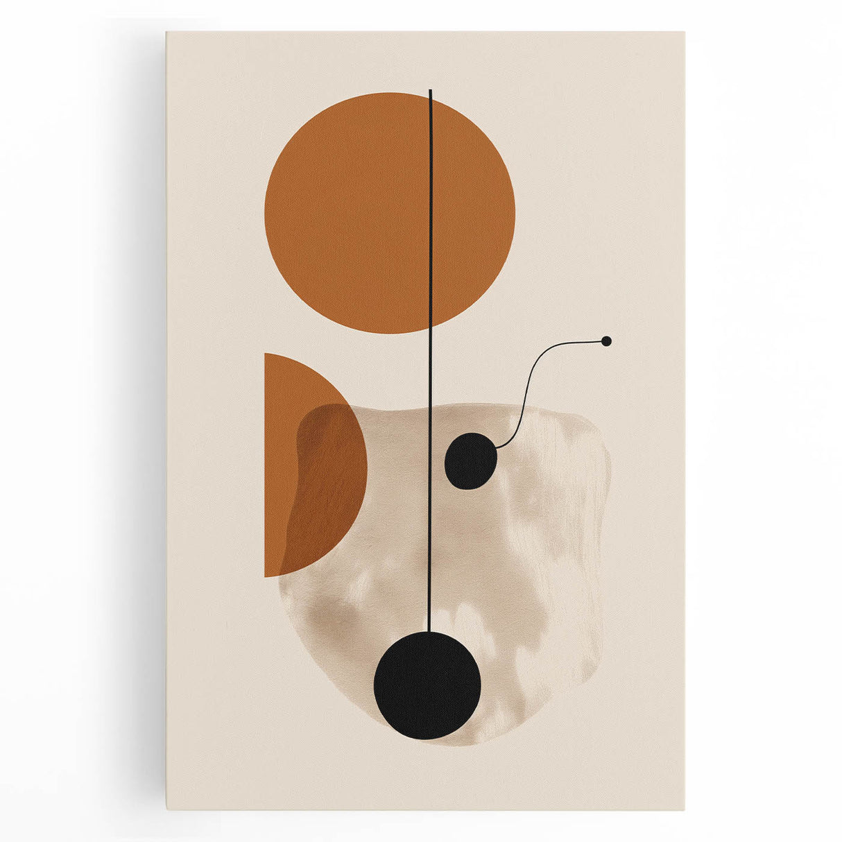 Abstract minimalist wall art collection featuring a stretched canvas with soft neutral tones and geometric shapes, perfect for modern home decor. The artwork adds a contemporary touch to any living space, enhancing aesthetic appeal and creating a serene atmosphere.