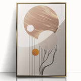 Framed abstract minimalist wall art design featuring a gold-accented acrylic finish, displayed in a sleek modern setting, ideal for contemporary decor. This artwork adds elegance and sophistication to any space, making it a perfect choice for home or office environments.