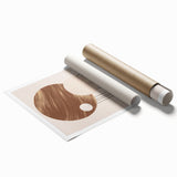 Abstract minimalist wall art design showcasing soft pastel colors and geometric shapes, rolled and packaged securely in a protective tube for easy display.