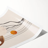 Abstract minimalist wall art print showcasing a textured design in soft pastel colors, elegantly rolled and ready for display, perfect for modern home decor.