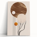 Abstract minimalist wall art design featuring a serene blend of soft pastel colors on stretched canvas, leaning against a white wall, perfect for modern home decor.