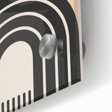 Close-up of an abstract minimalist wall art piece, showcasing smooth acrylic and glass textures with a modern design, perfect for contemporary decor.