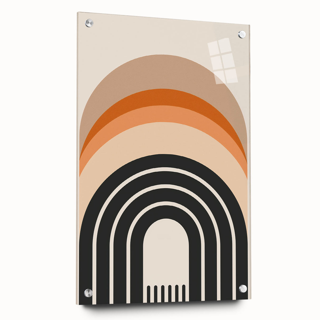 Abstract minimalist wall art collection displayed in a side view, showcasing unique acrylic glass design with decorative pins, ideal for modern home decor.