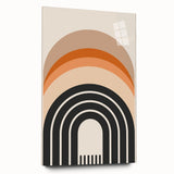 Abstract minimalist wall art design featuring a sleek acrylic glass frame, showcasing a vibrant color palette and geometric shapes, ideal for modern home decor.