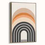 Framed abstract minimalist wall art design featuring a gold color scheme, showcasing a sleek side view with clean lines and modern aesthetic, ideal for contemporary decor.