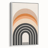 Framed abstract minimalist wall art in a sleek white setting, showcasing geometric shapes and soft colors, perfect for modern home decor and aesthetic appeal.