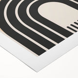 Abstract minimalist wall art on rolled canvas, showcasing a vibrant geometric design with soft color gradients, perfect for modern home décor.