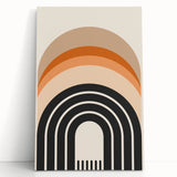 Abstract minimalist wall art collection featuring a stretched canvas design with soft pastel colors, leaning against a white wall, perfect for modern home decor.