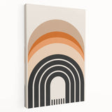 Stretched canvas showcasing a modern abstract minimalist design in earthy tones, side view highlighting its sleek edges and texture, ideal for contemporary home decor.