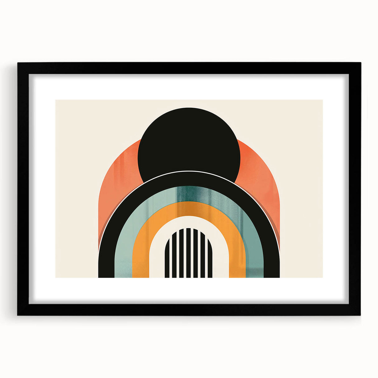 Abstract minimalist wall art collection showcasing a sleek black frame with matting, ideal for modern decor. Perfect for elevating living spaces and offices.