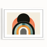 Abstract minimalist wall art design framed in white with a mat, showcasing a contemporary aesthetic. Ideal for modern home decor or office spaces, enhancing ambiance.