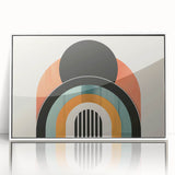 Framed minimalist wall art featuring an abstract design in soft pastel colors, showcasing a modern aesthetic with sleek white borders, perfect for contemporary decor.