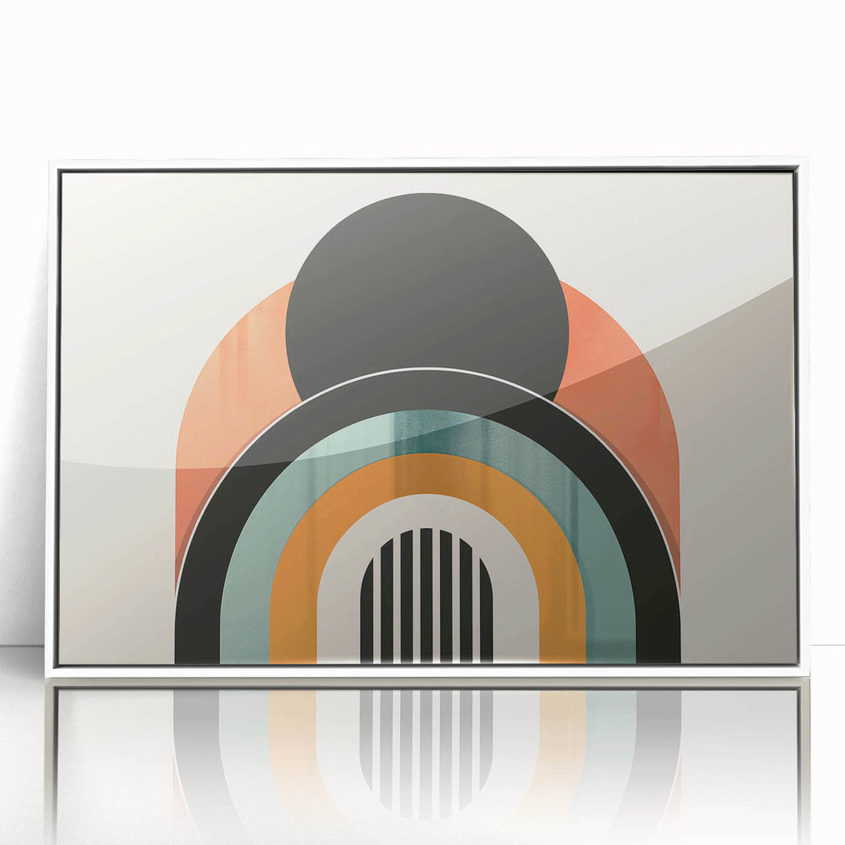 Abstract minimalist wall art collection featuring framed acrylic design in a sleek white frame, showcasing a modern aesthetic suitable for contemporary decor.