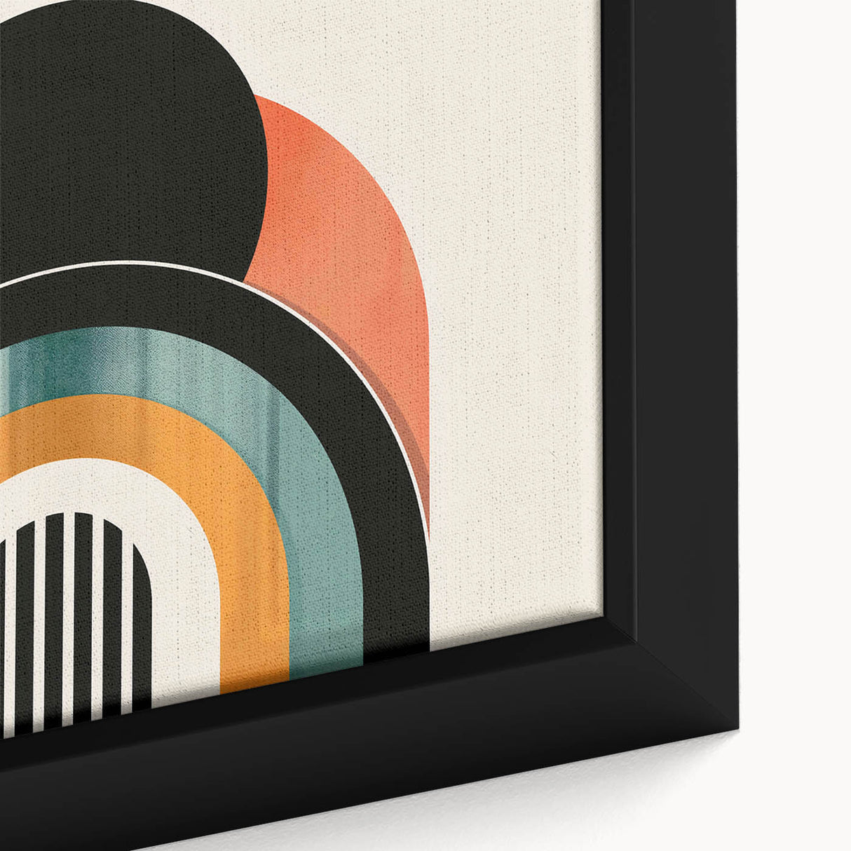 Framed abstract minimalist wall art design showcasing a blend of soft pastel colors and geometric shapes, perfect for modern home decor.