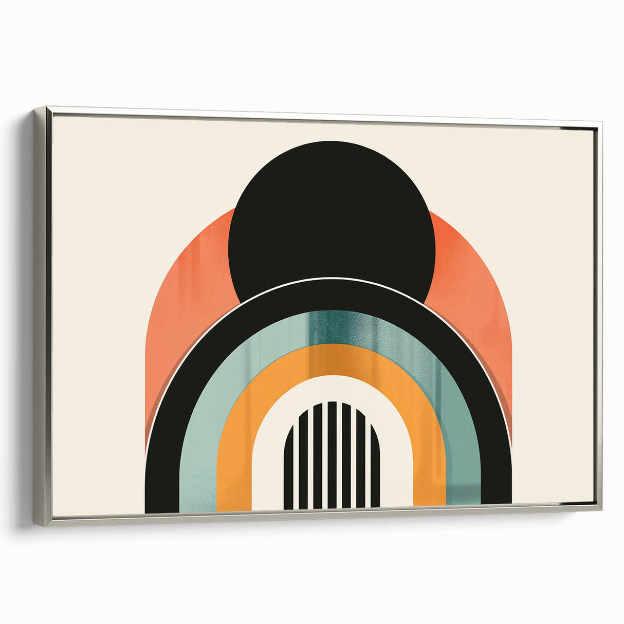 Framed abstract minimalist wall art with a silver finish, showcasing a modern design. Ideal for contemporary home decor and artistic expression.
