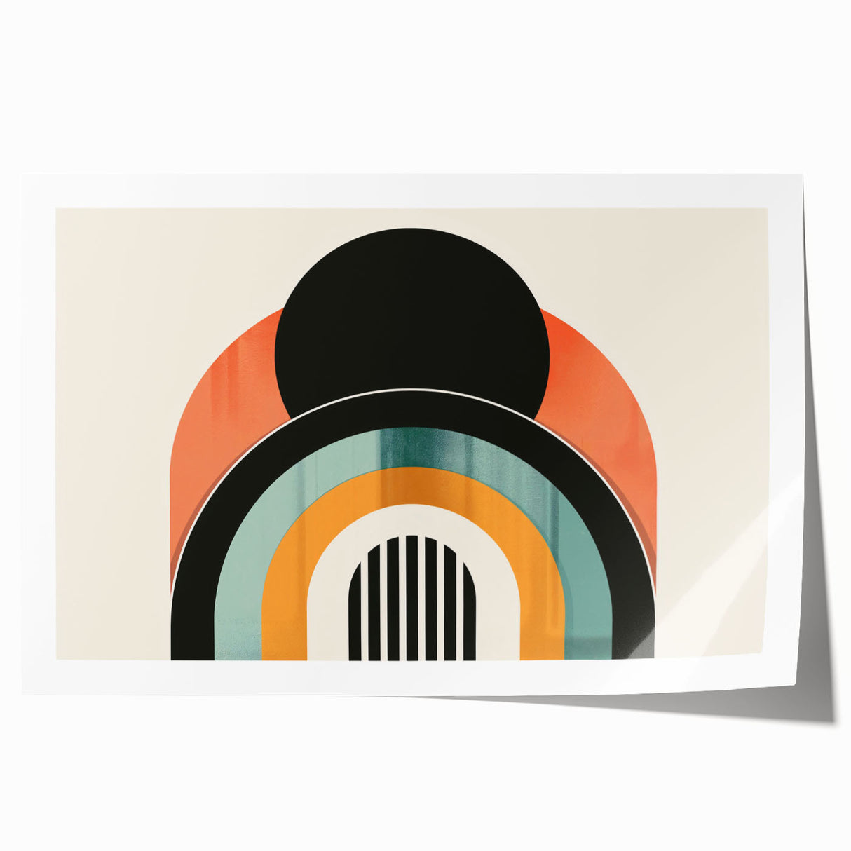 Abstract minimalist wall art collection featuring a rolled print with soft pastel colors and geometric shapes, ideal for modern home decor and artistic spaces.