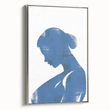 Framed abstract minimalist wall art in silver, showcasing a sleek design with soft curves and lines, perfect for modern decor.