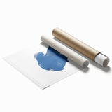 Abstract minimalist wall art print showcasing a blend of soft pastel colors and geometric shapes, rolled and ready for framing in a protective tube.