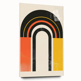 Abstract minimalist wall art collection displayed in an acrylic glass frame, showcasing muted colors and geometric designs, perfect for modern decor.