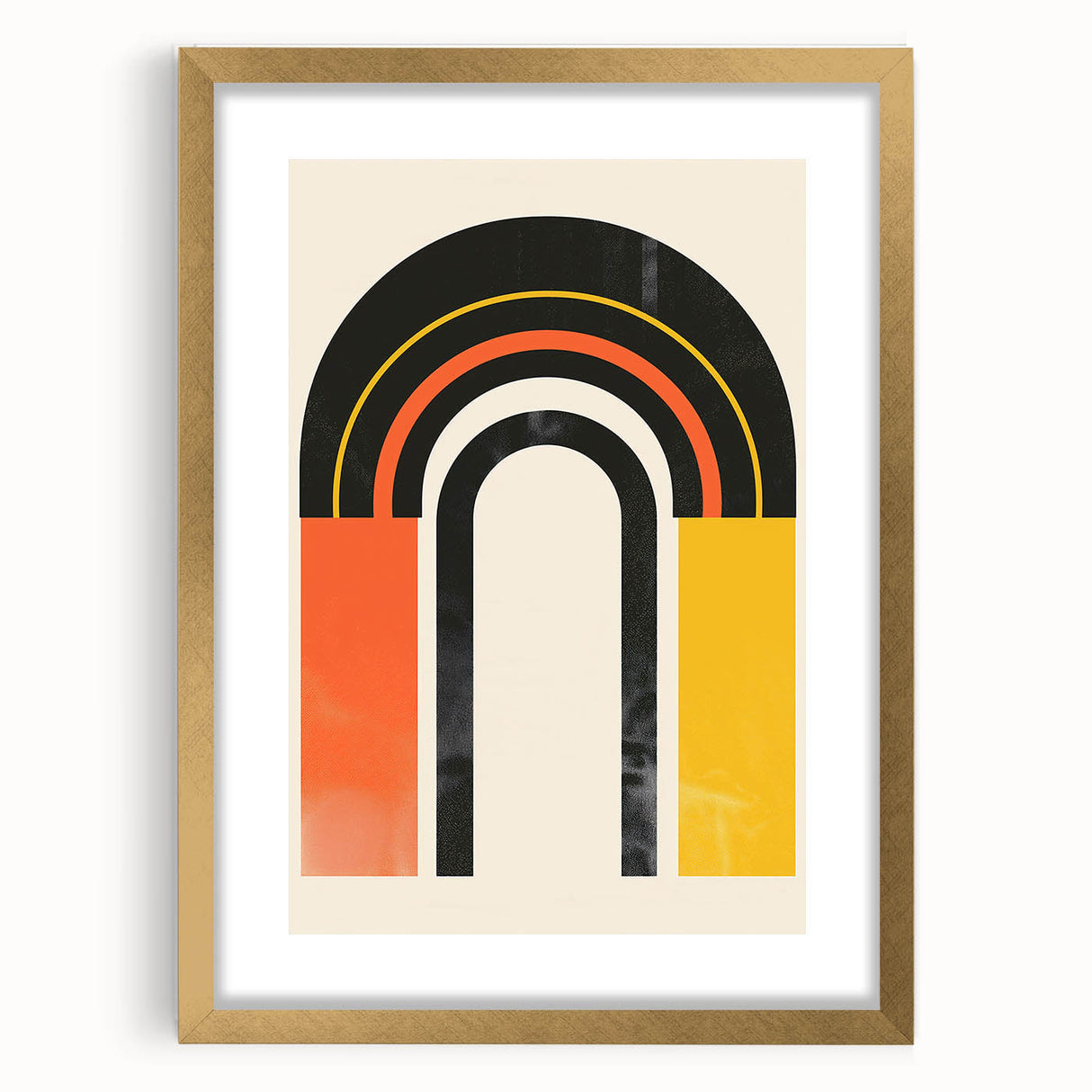 Minimalist abstract wall art collection featuring a gold-framed design with a mat, displayed from a front view, perfect for modern home decor and aesthetic enhancement.