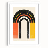 Minimalist abstract wall art framed in white, showcasing a geometric design with soft pastel colors, perfect for modern home decor.