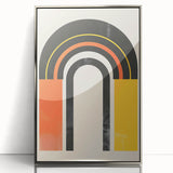 Framed abstract minimalist wall art design featuring a silver acrylic frame, showcasing a soft, muted color palette that enhances modern decor aesthetics.