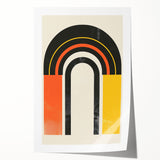 Abstract minimalist wall art design showcasing soft pastel colors and geometric shapes, ideal for modern home decor. The rolled print is elegantly packaged for easy display.