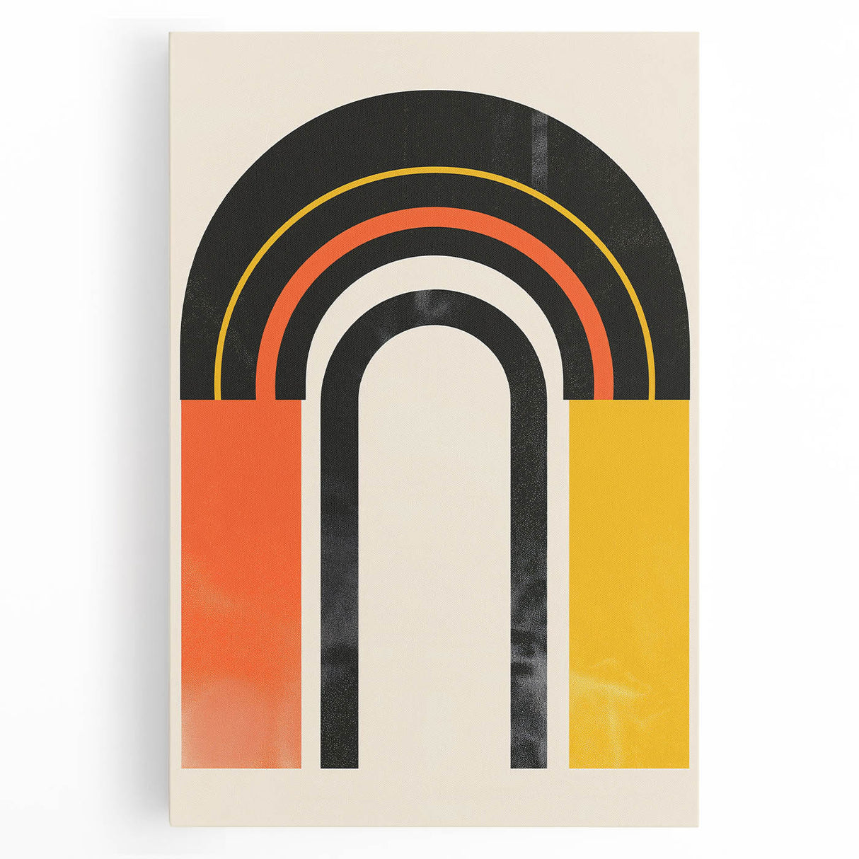 Abstract minimalist wall art collection on stretched canvas, showcasing soft pastel colors and geometric shapes, perfect for modern home decor.