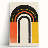 Abstract minimalist wall art collection featuring a stretched canvas design in soft earthy tones, elegantly leaning against a textured wall, perfect for modern decor.