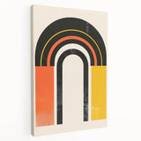 Abstract minimalist wall art piece showcasing a vibrant, colorful design on stretched canvas, viewed from the side to highlight its depth and texture. Perfect for modern home decor.