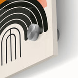 Close-up of an abstract minimalist wall art piece featuring soft pastel colors and geometric shapes, showcasing a modern design ideal for contemporary home decor.