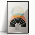 Framed abstract minimalist wall art collection showcasing a black acrylic design, perfect for modern decor, emphasizing sleek lines and geometric shapes.