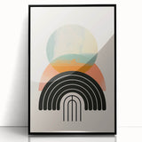 Framed abstract minimalist wall art collection showcasing a black acrylic design, perfect for modern decor, emphasizing sleek lines and geometric shapes.