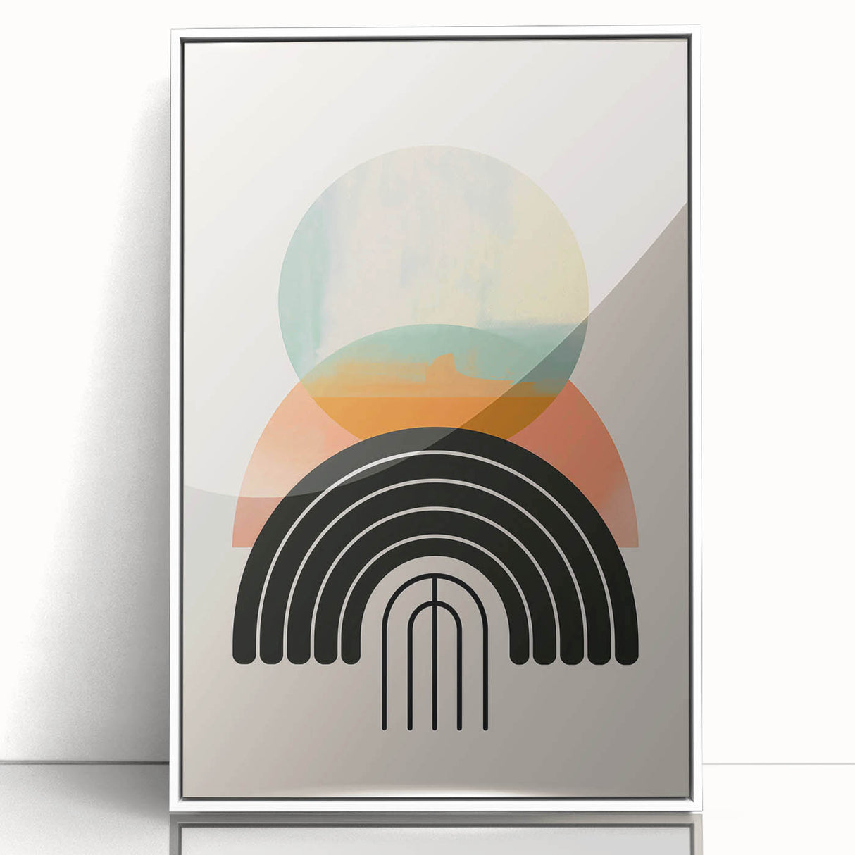 Framed minimalist wall art featuring an abstract design with soft hues of blue and gray, displayed against a clean white background to enhance modern decor aesthetics.